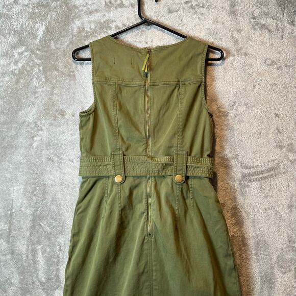 Maeve Utility Cargo Midi‎ Dress Army Green Sz 4 Safari Minimalist Utility Grunge - Picture 5 of 6